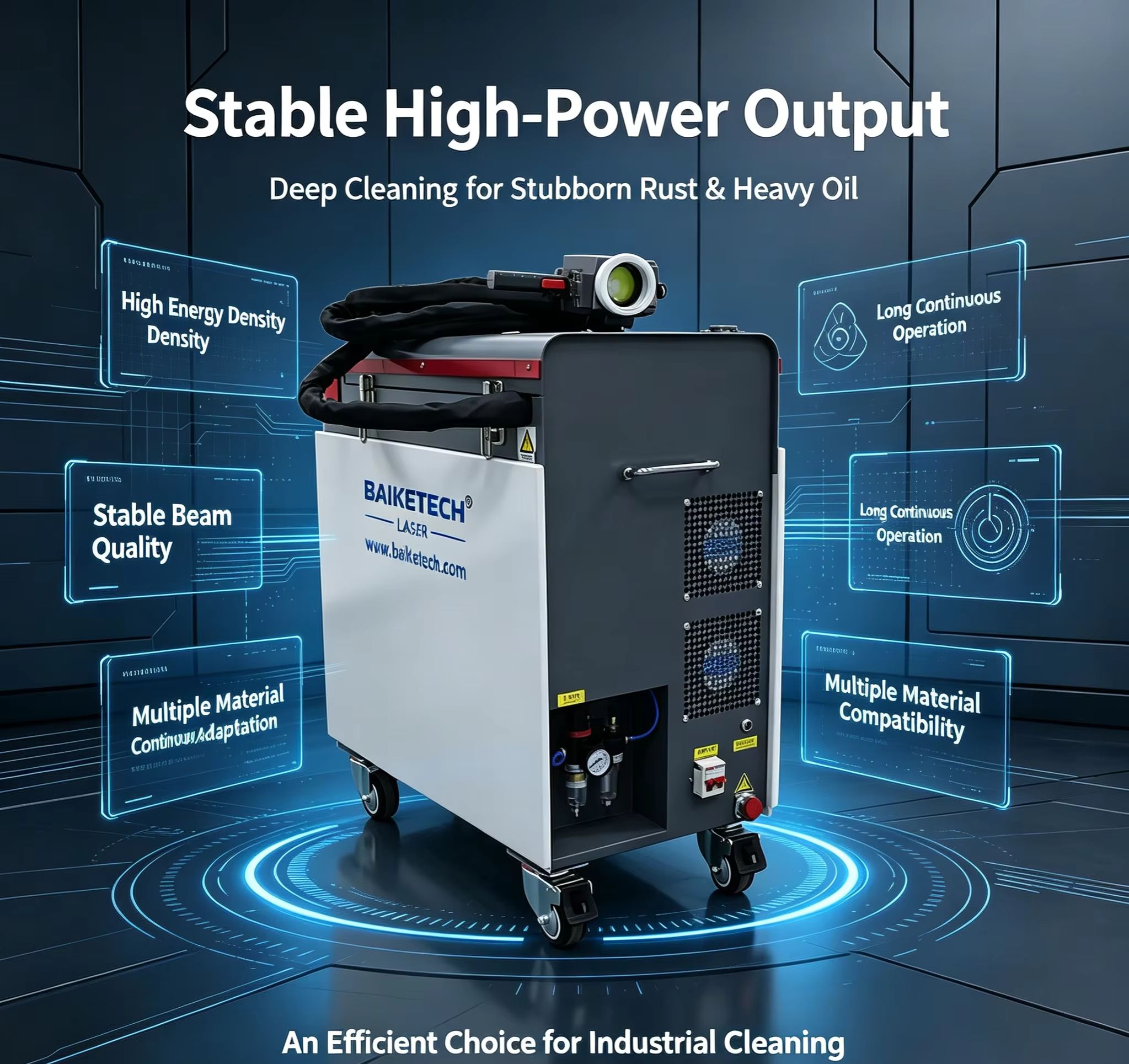 Industrial Laser For Cleaning - Cabinet Continuous Fiber Laser Cleaning Machine